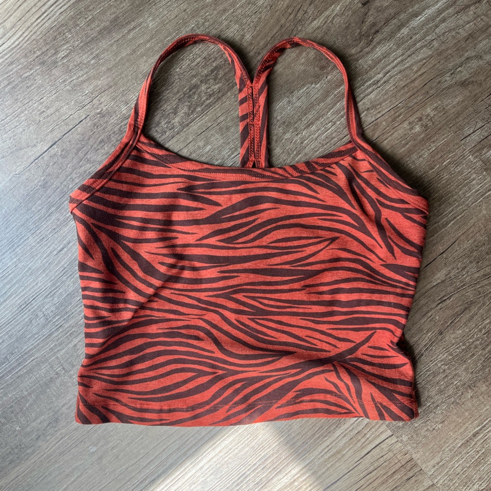 Beyond Yoga Orange / Brown Zebra Sports Bra